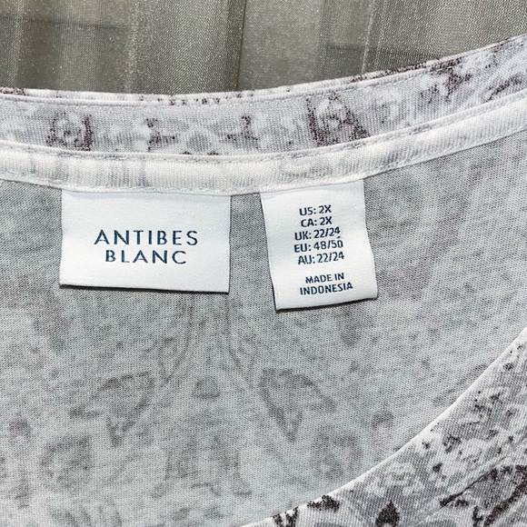 ANTIBES BLANC Women’s Short Sleeve Print Top. Sz 2X - Picture 4 of 4